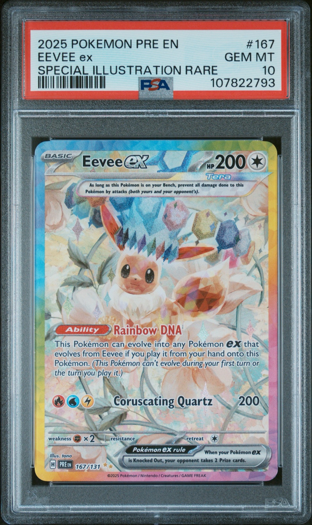 2025 #167 EEVEE EX 2025 PSA 10 PRE EN-PRISMATIC EVOLUTIONS POKEMON