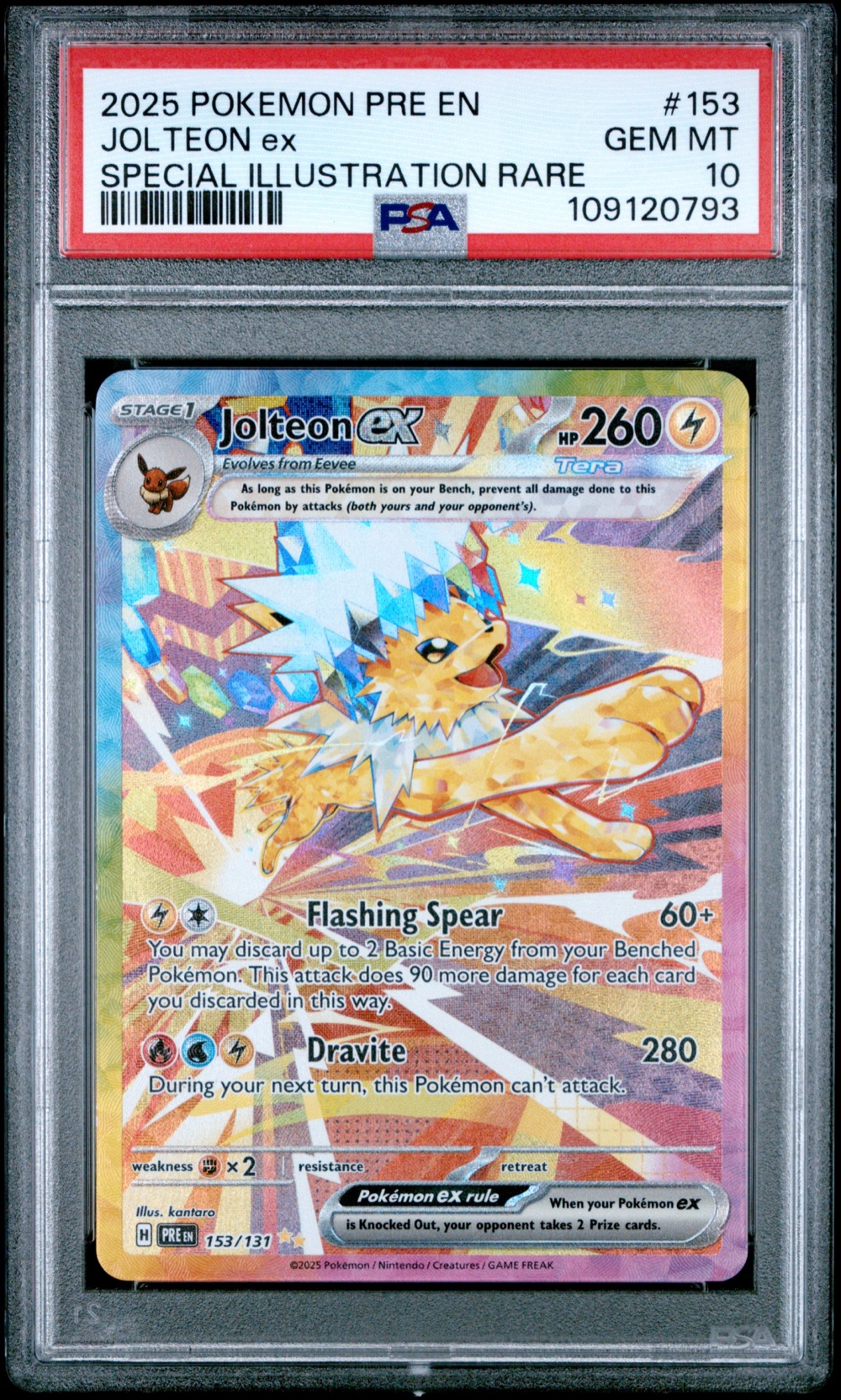 2025 #153 Jolteon EX PSA 10 Pre EN-Prismatic Evolutions Pokemon