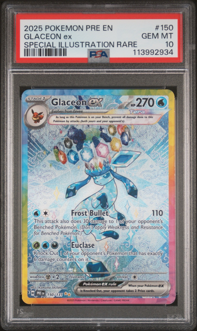 2025 #150 Glaceon EX PSA 10 Special Illustration Rare Pokemon Pre EN-Prismatic Evolutions Pokemon