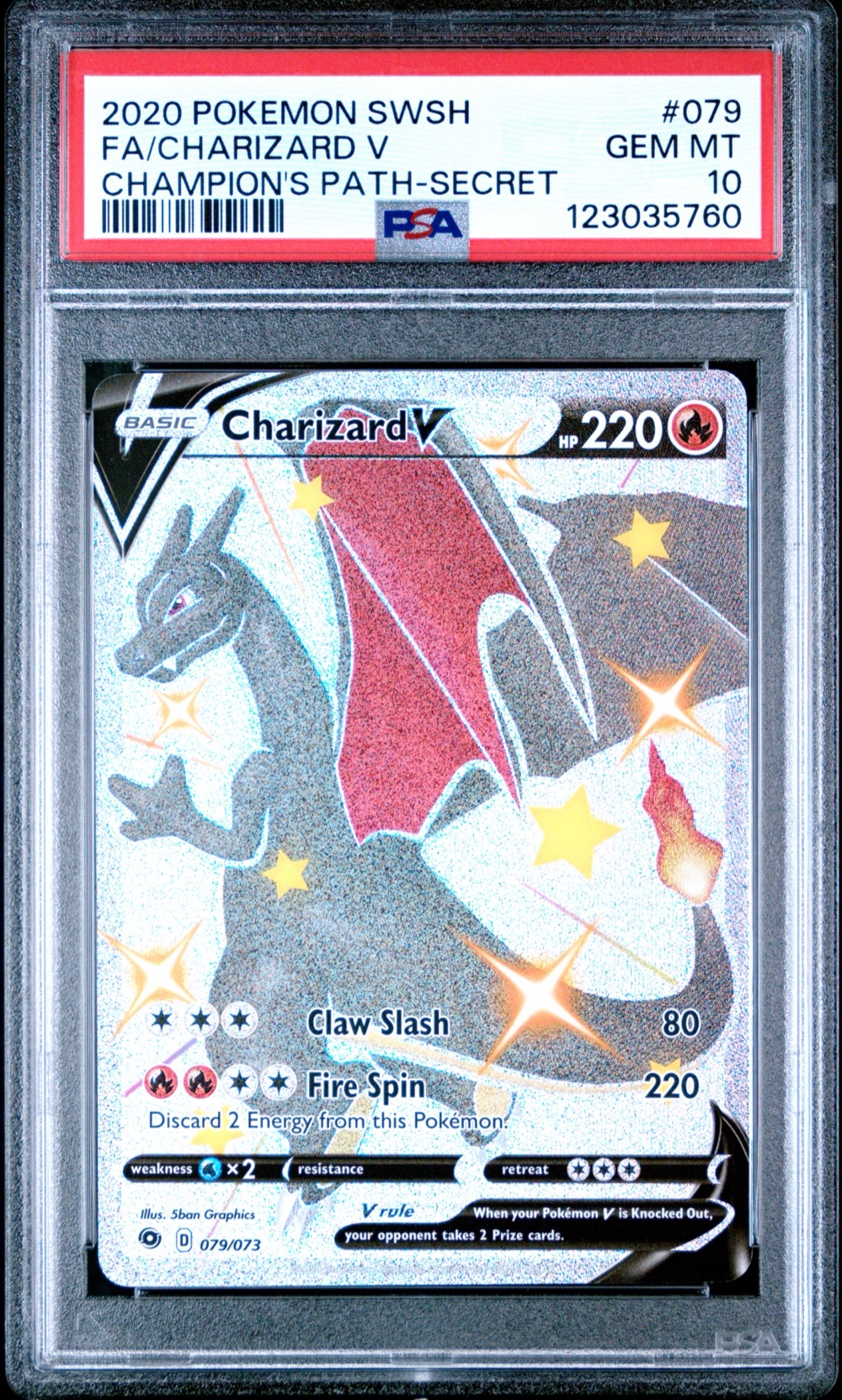 2020 #079 Full Art/Charizard V PSA 10 Sword & Shield Champion's Path Pokemon
