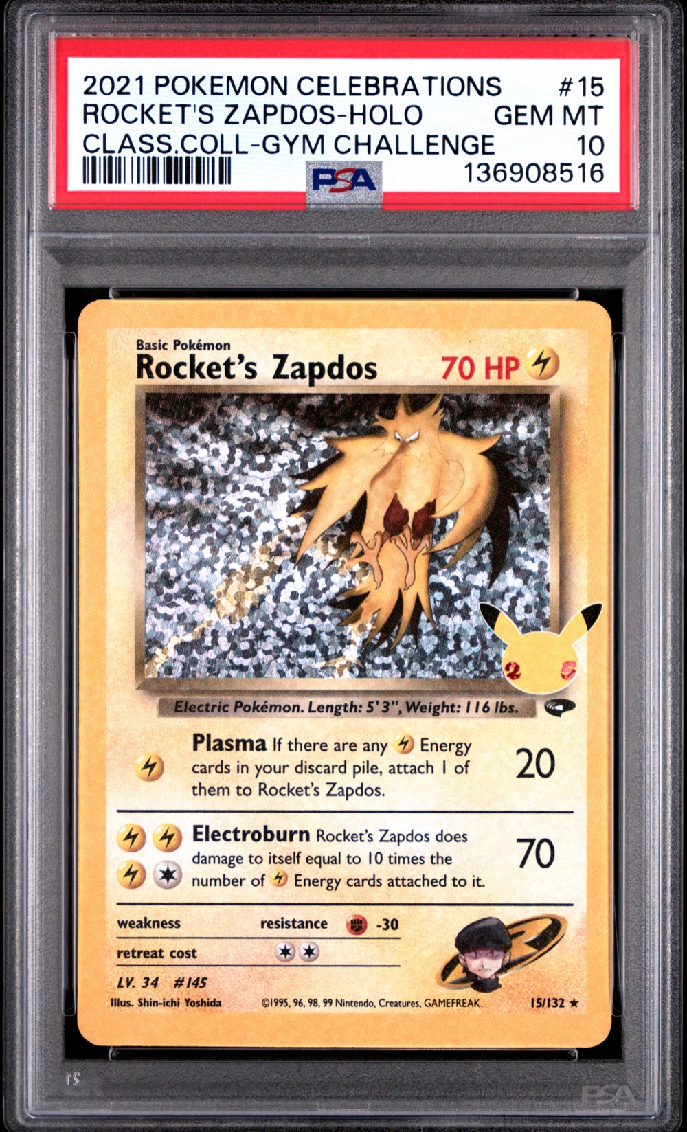 Rocket's Zapdos Holo (Celebrations Classic #15) · Member reward