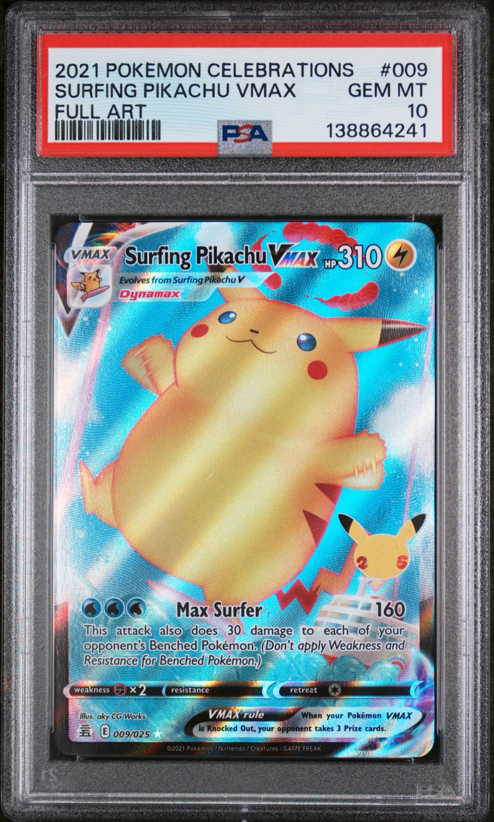 Surfing Pikachu Vmax Full Art (Celebrations #009) · Member reward