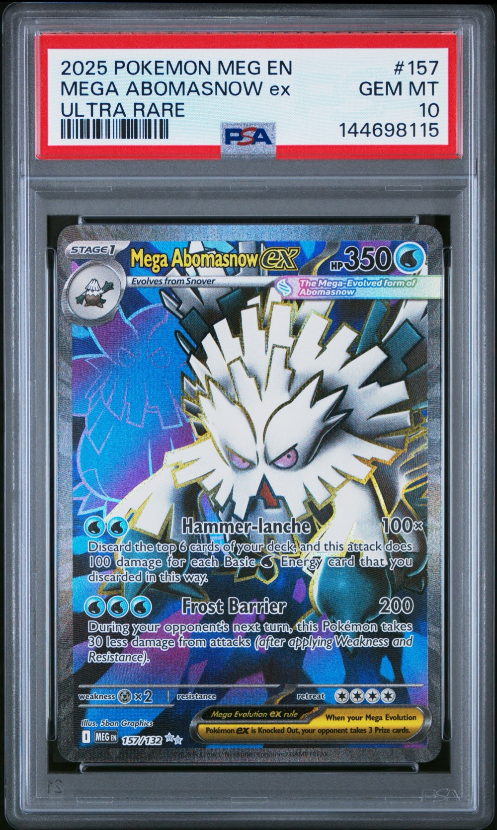 2025 #157 Mega Abomasnow EX PSA 10 Ultra Rare Pokemon Meg EN-Mega Evolution Pokemon