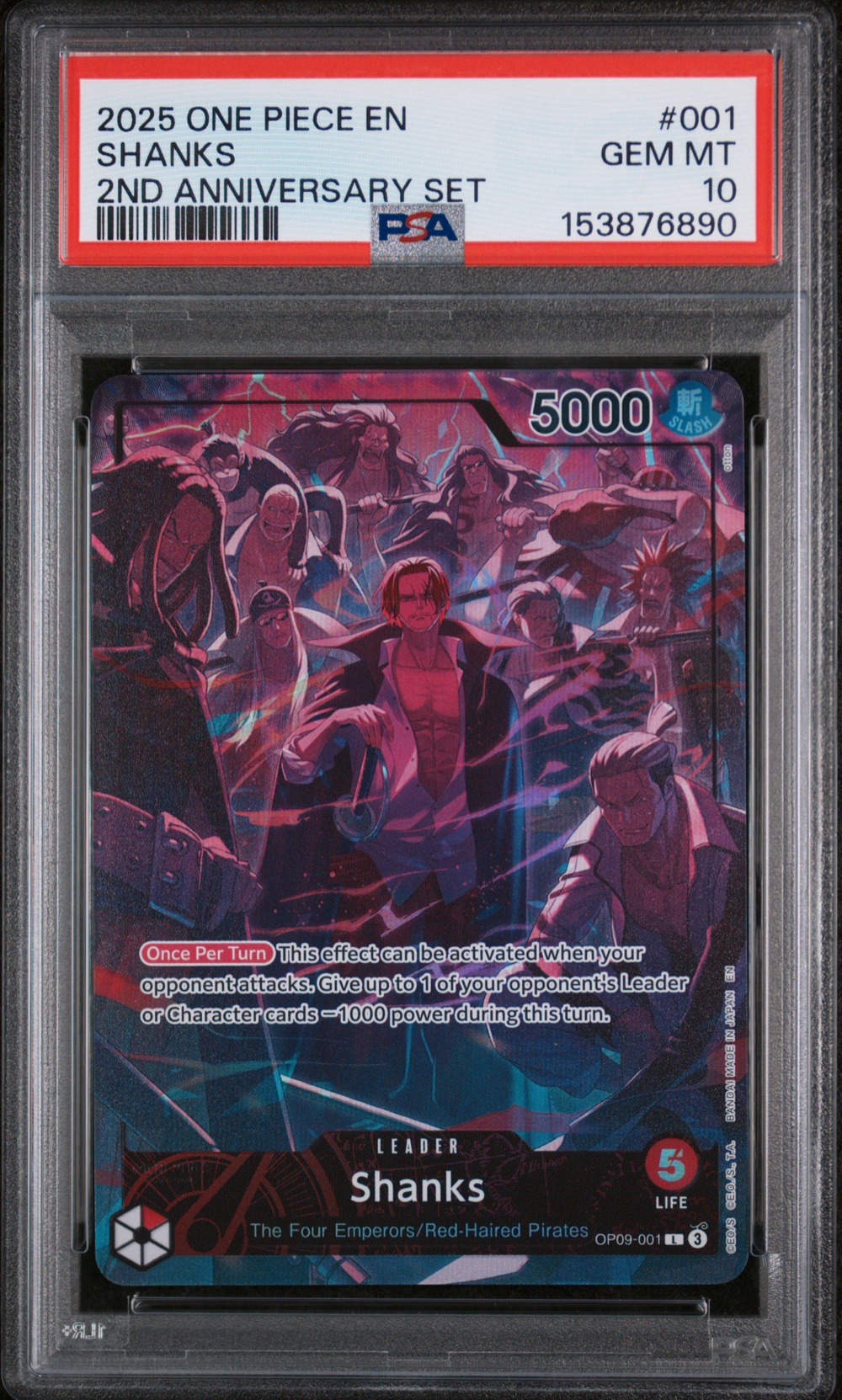 2025 #001 Shanks PSA 10 One Piece English Version 2nd Anniversary Set