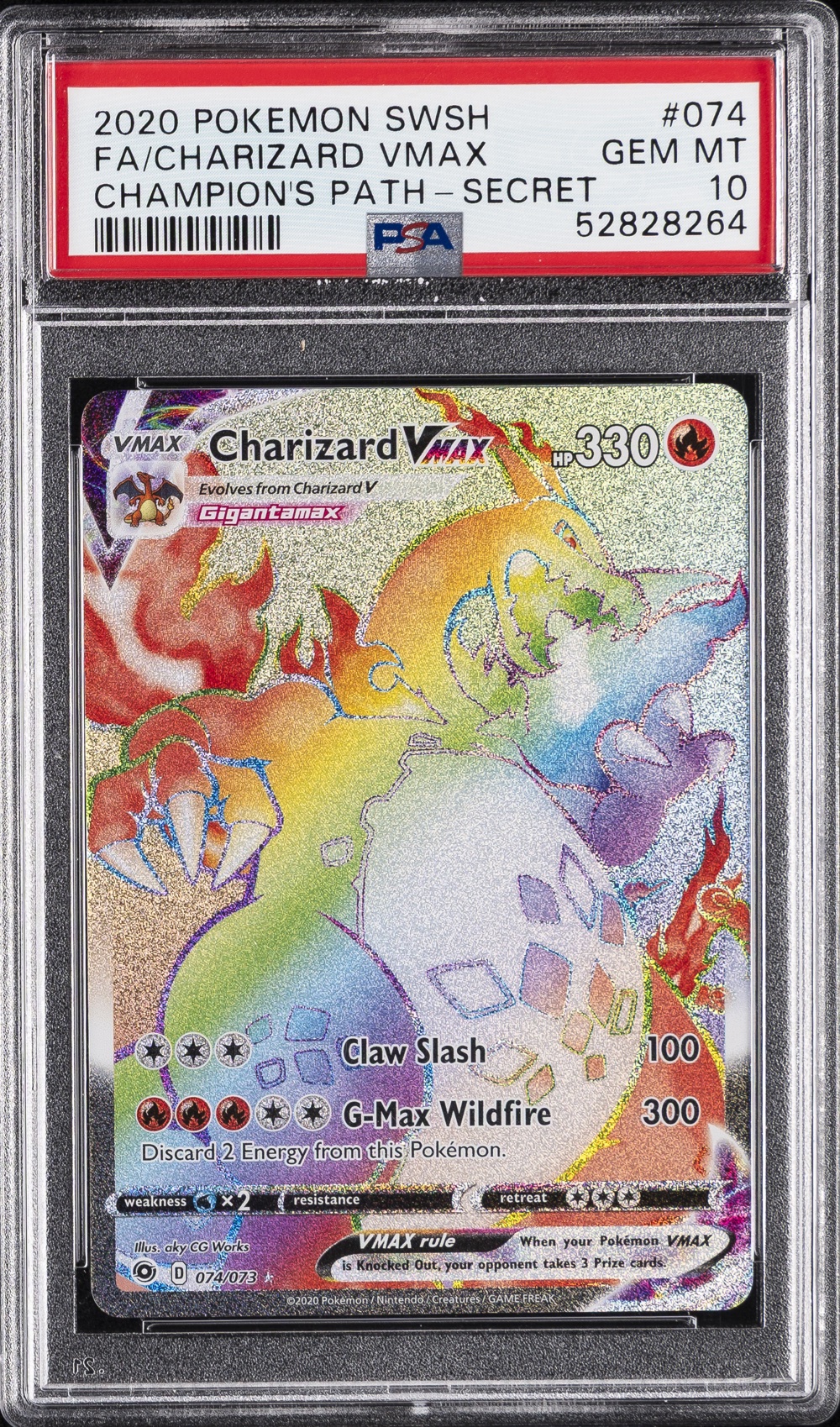 2020 #074 Full Art/Charizard Vmax PSA 10 Sword & Shield Champion's Path Pokemon